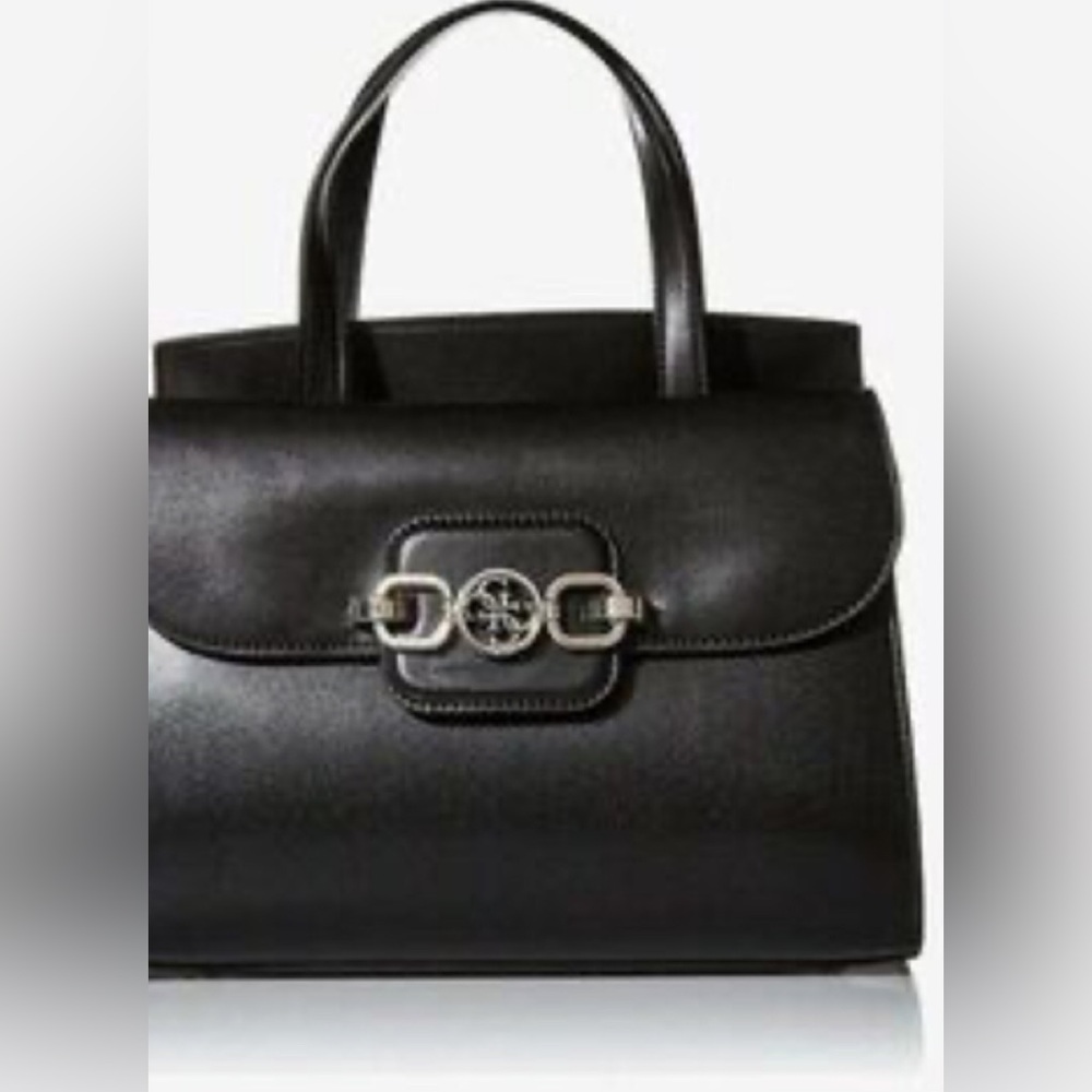 GUESS logo Black Handbag with Gold Accents